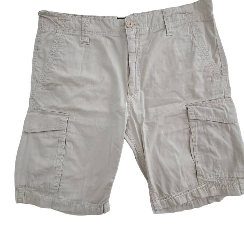 American Rag Men's Cream Flat Front Regular Fit Cotton Cargo Shorts Size 34